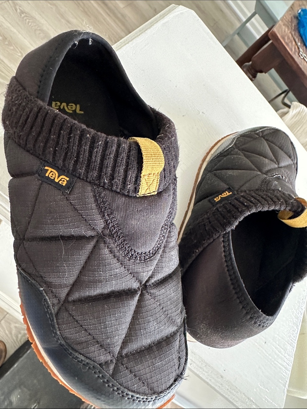 Teva Quilted Slip-On Shoe in Black with Brown Sole - Picture 2 of 3